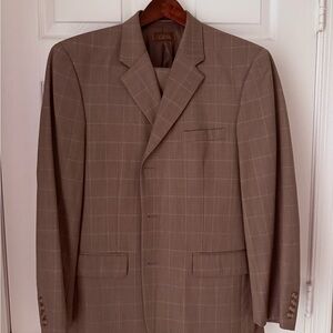Oscar de la Renta Tan Plaid Men's Suit
